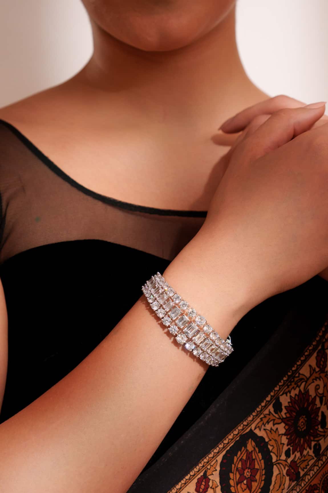 ZEVAR BY GEETA Designer Faux Diamond Bracelet 