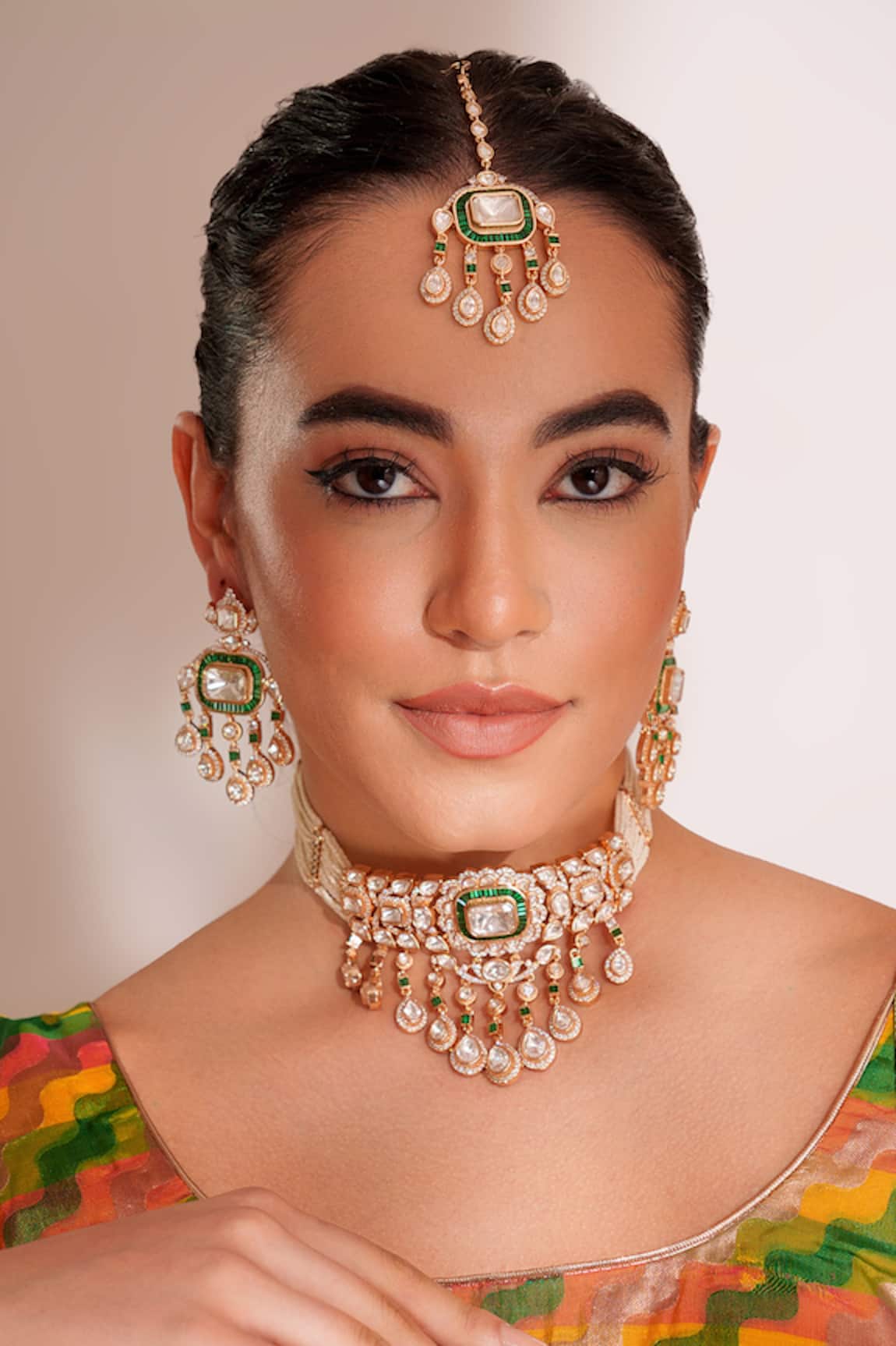 ZEVAR BY GEETA Kundan Polki Designer Jewellery Set 