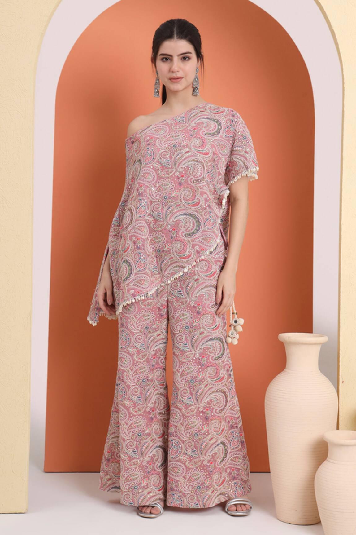 MINIME ORGANICS Pink Embroidered Tunic & Palazzo Set 
