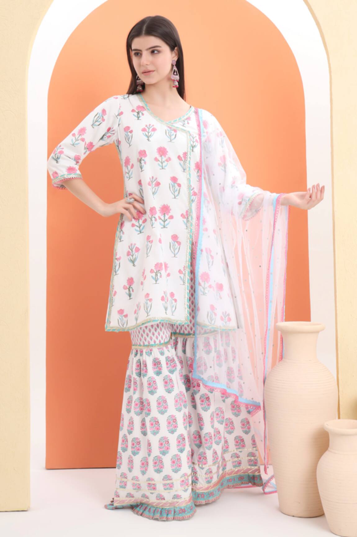 MINIME ORGANICS Off White Floral Print Kurta Set 
