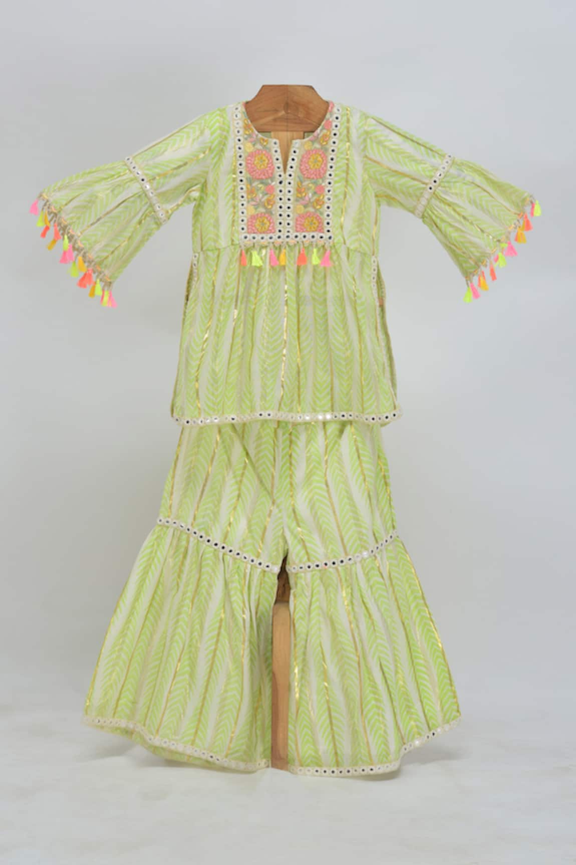 MINIME ORGANICS Light Green Printed Kurta Sharara Set 