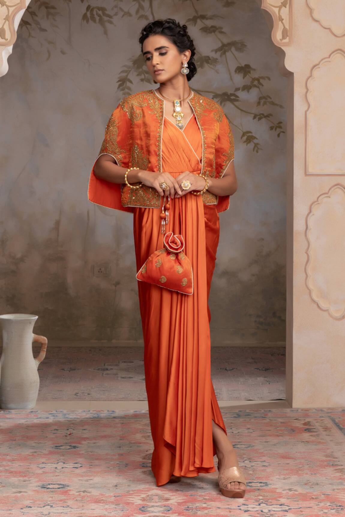 Adi By Aditya Khandelwl Burnt Orange Hand Embroidered Kurta Set 