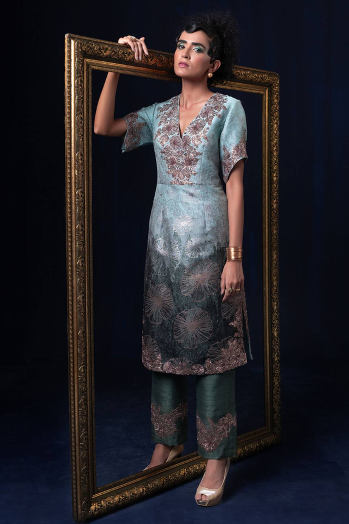 Adi By Aditya Khandelwl Hand Embroidered Jacquard Kurta Set 