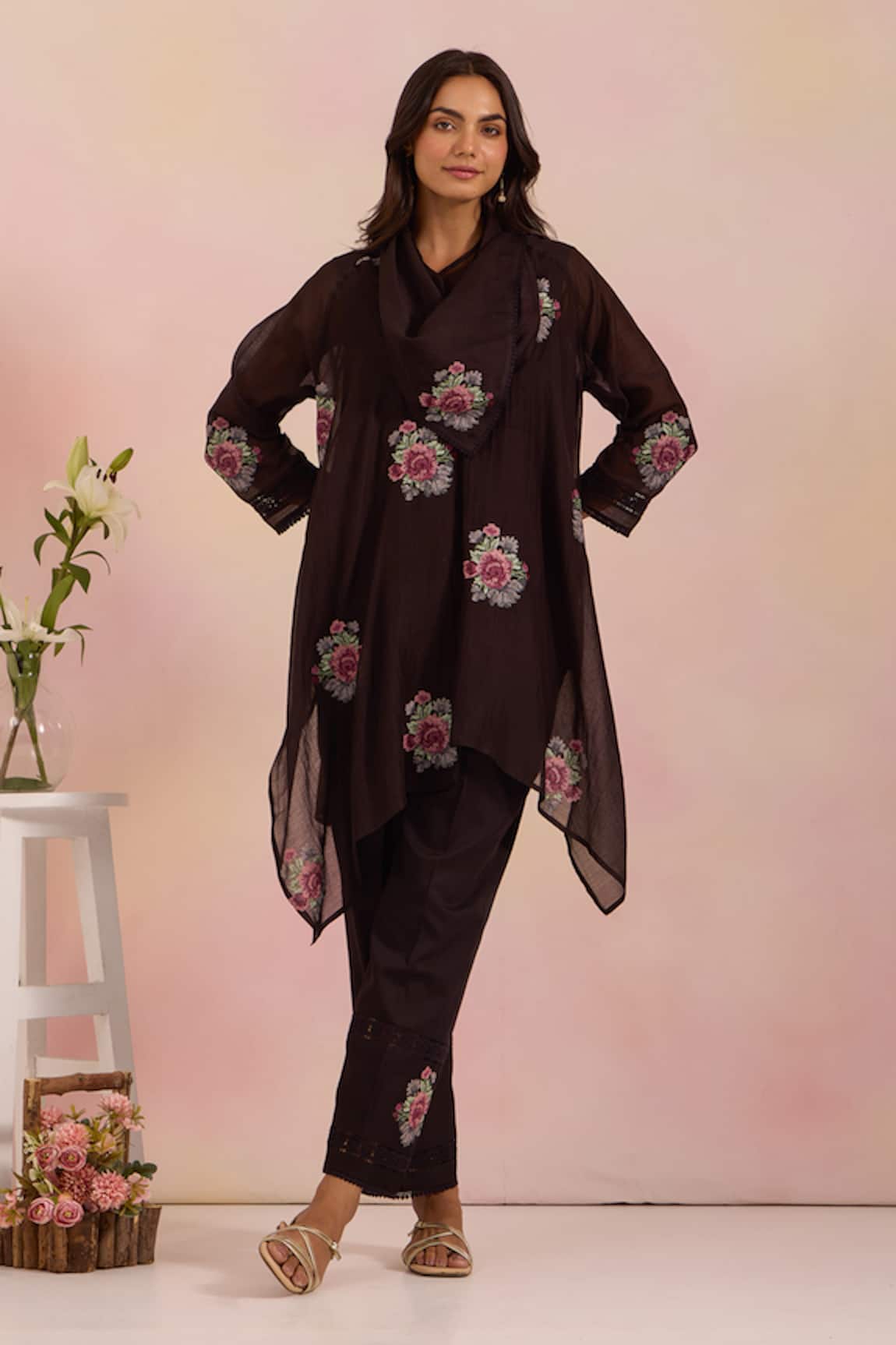 OMI Black Cowl Kurta Set  