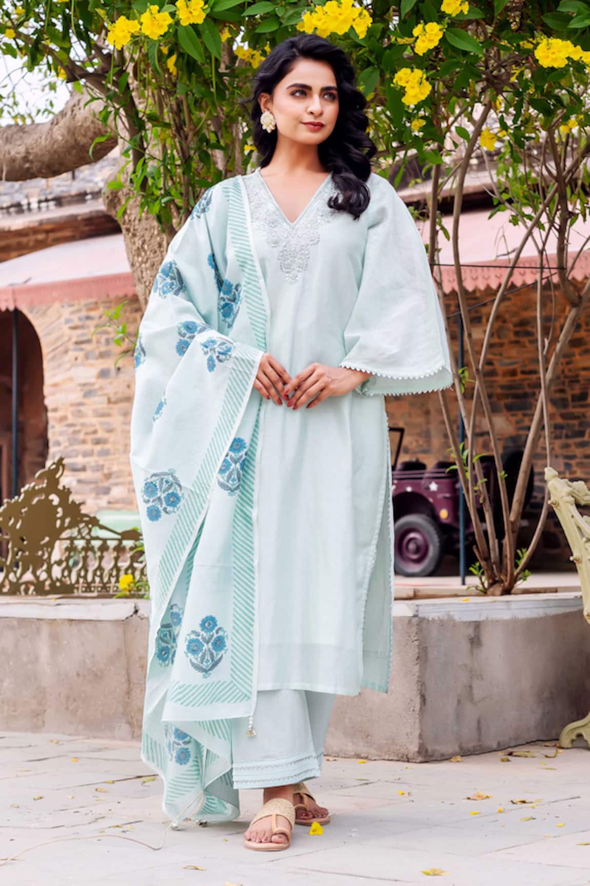 Missprint Meera Mint Chanderi Silk Kurta Set 