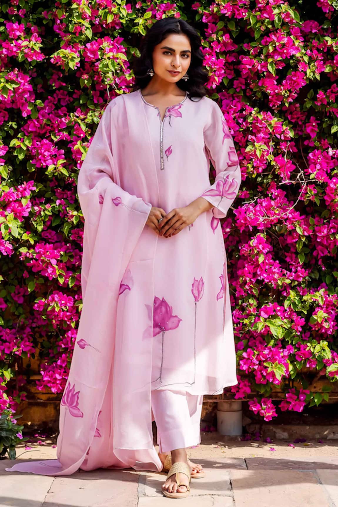 Missprint Aria Pink Organza Kurta Set 