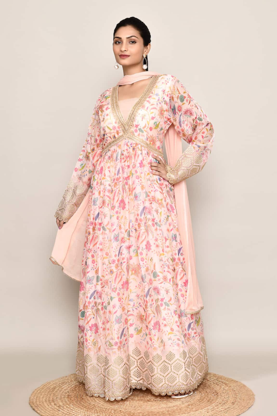 Abbaran Floral Anarkali Set  