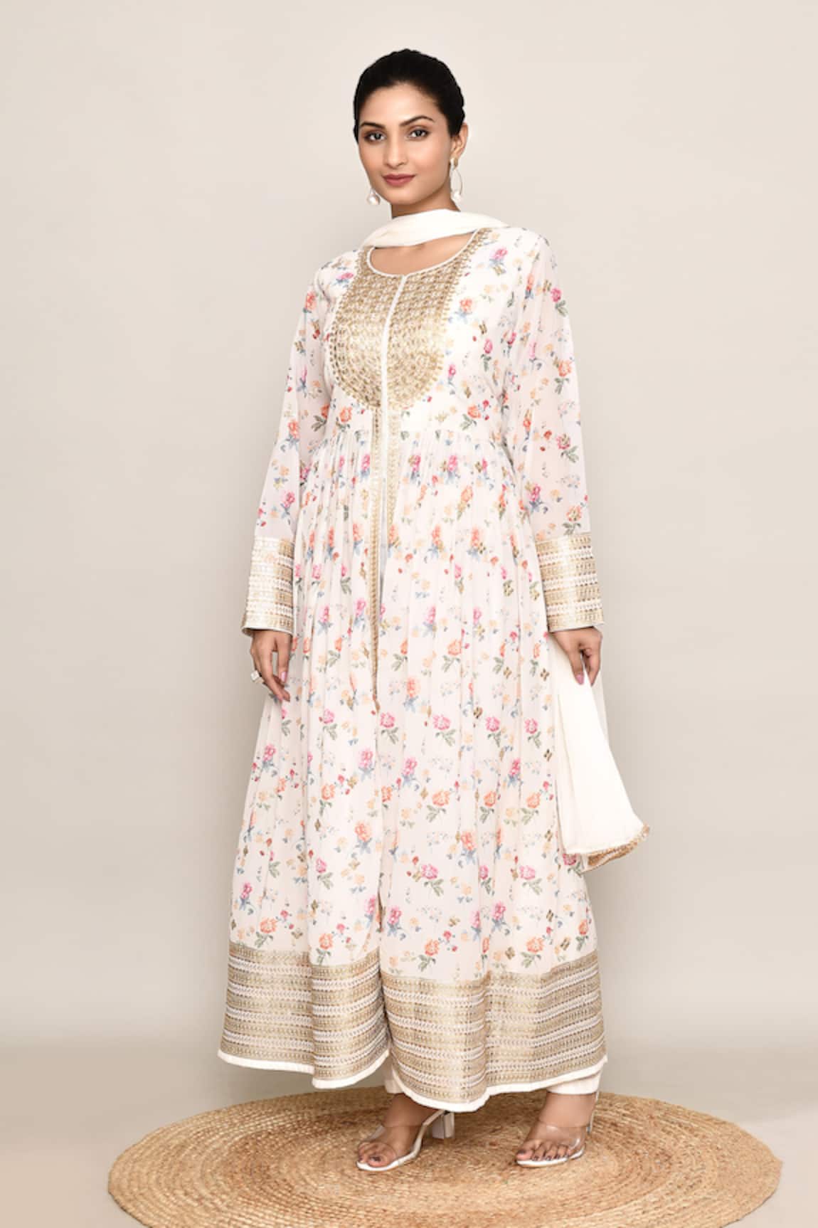 Abbaran Embroidered Silk Kurta Palazzo Set 
