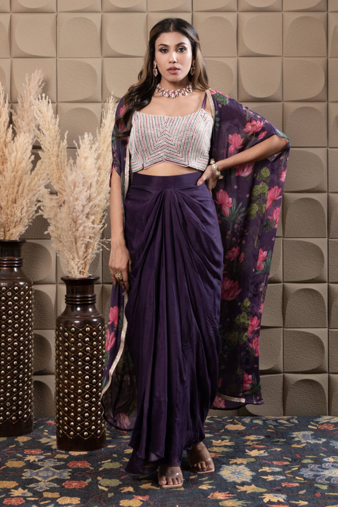 LABEL FLAMINGO BY VRINDA Floral Cape Drape Set 