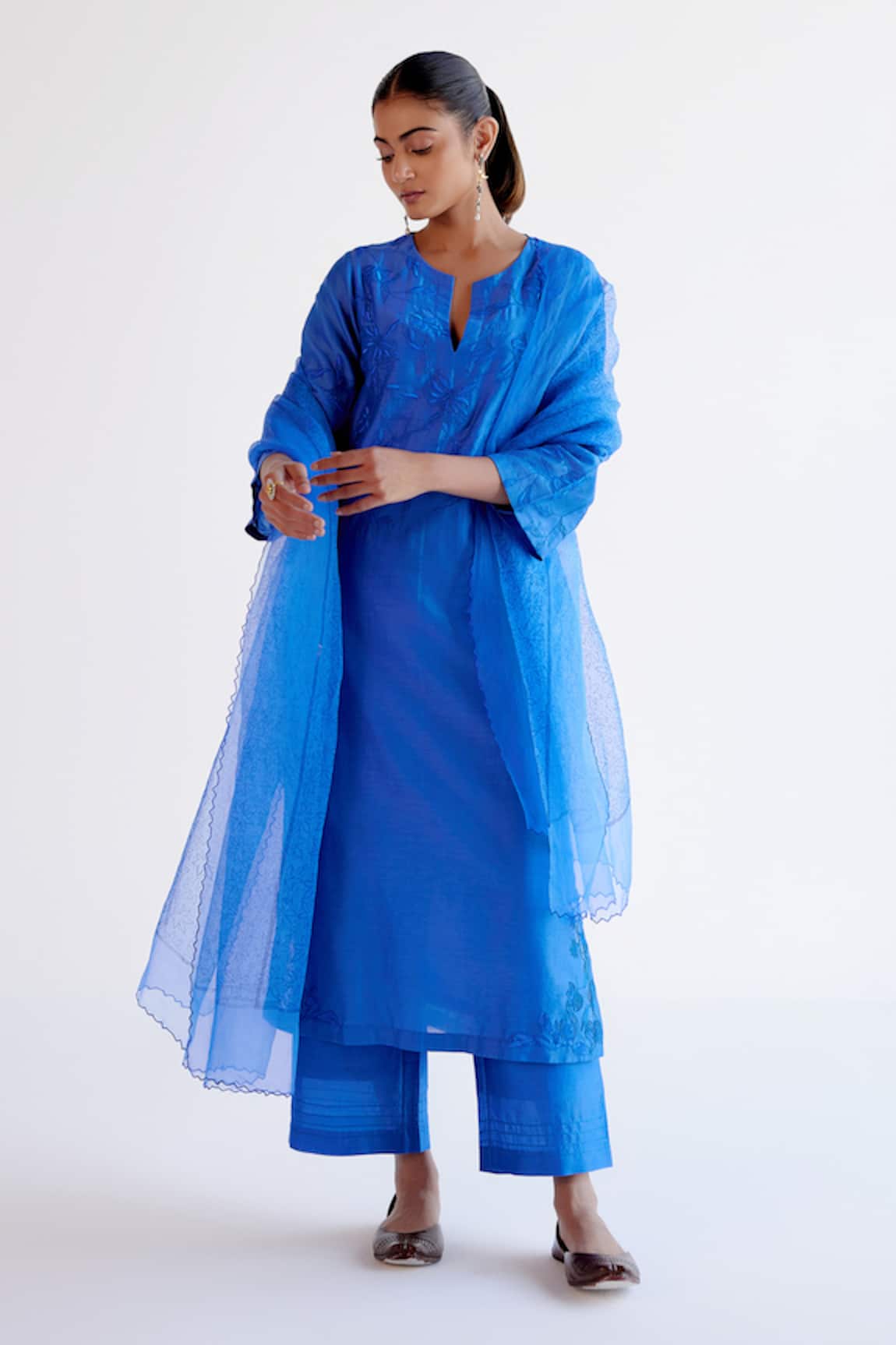 Devnaagri Embroidered Blue Kurta Set 