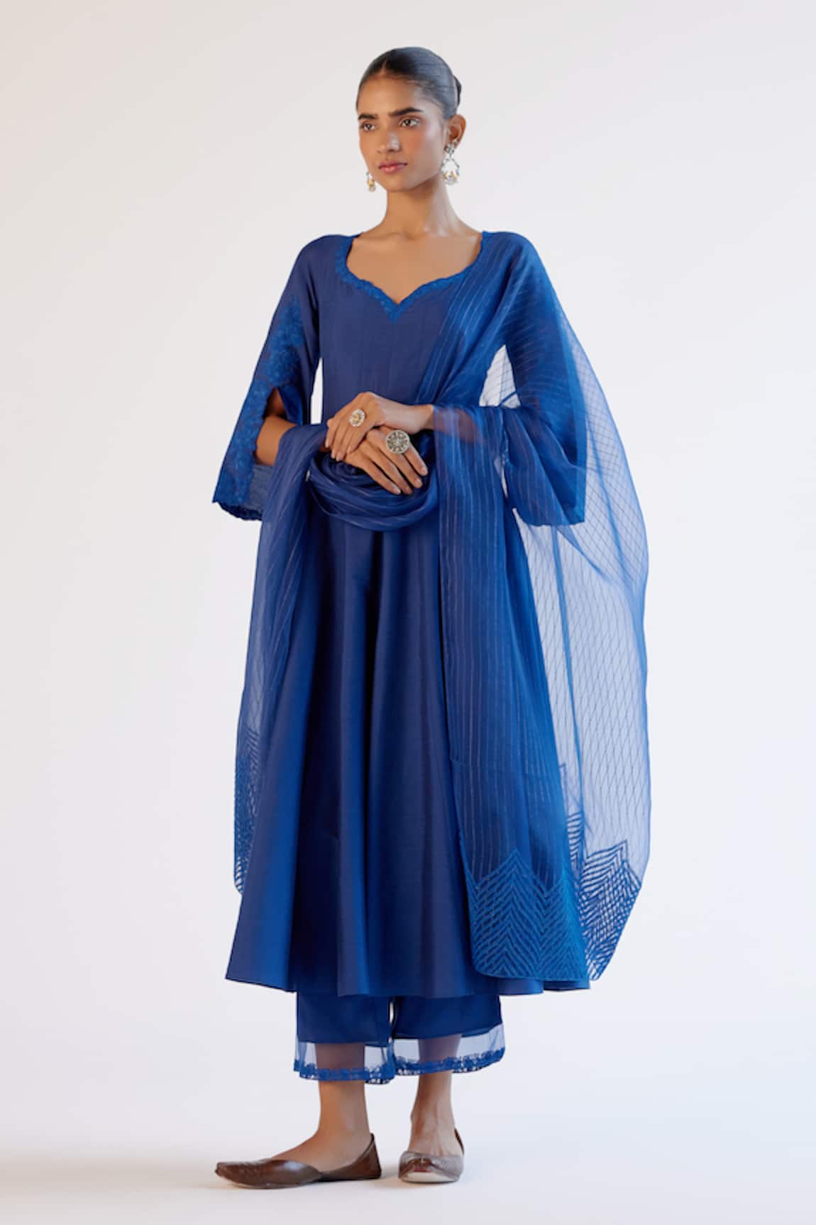 Devnaagri Blue Anarkali Kurta Set with Dupatta 