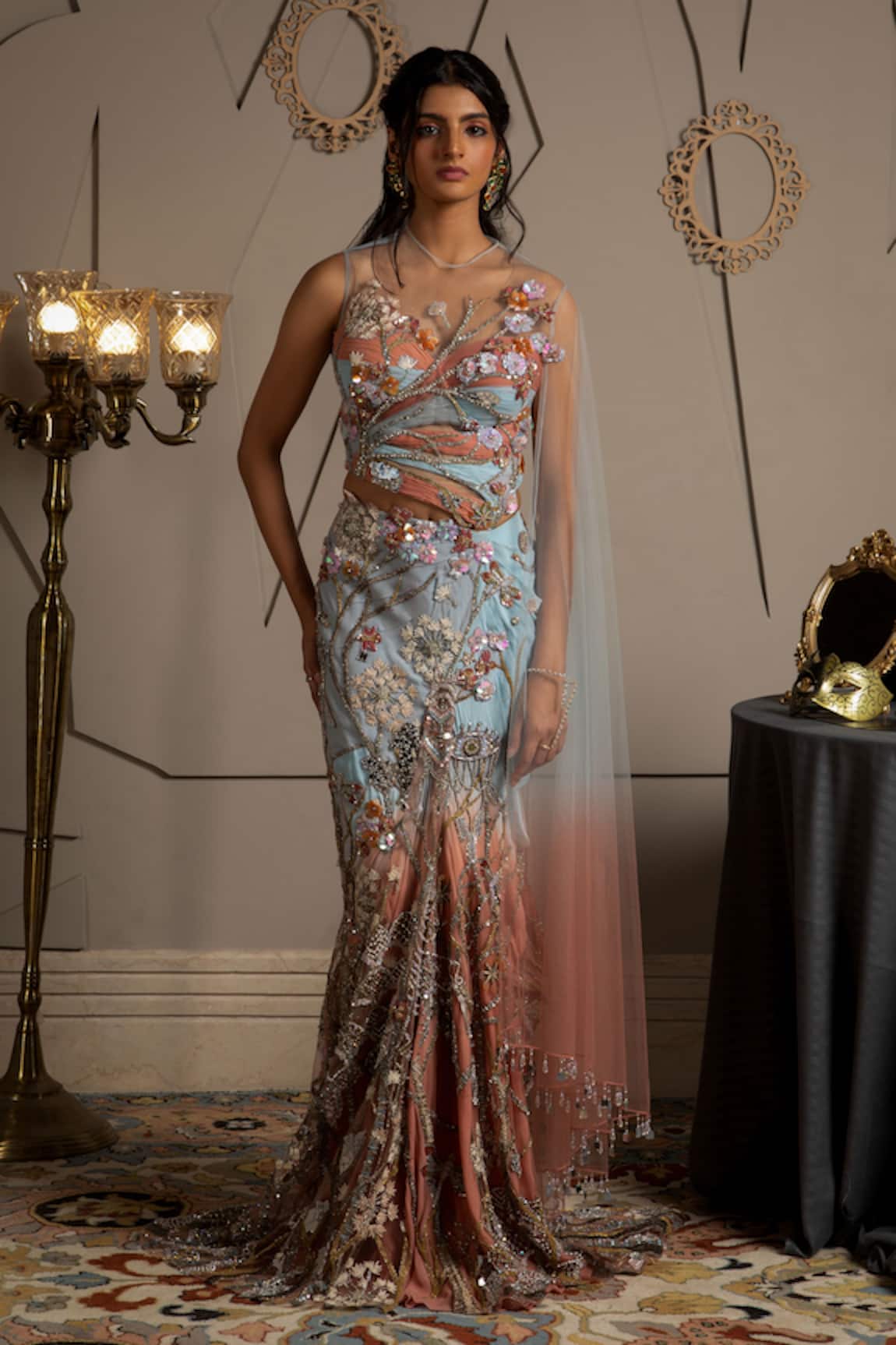 Moledro Rhea Pre-Draped Saree Set 