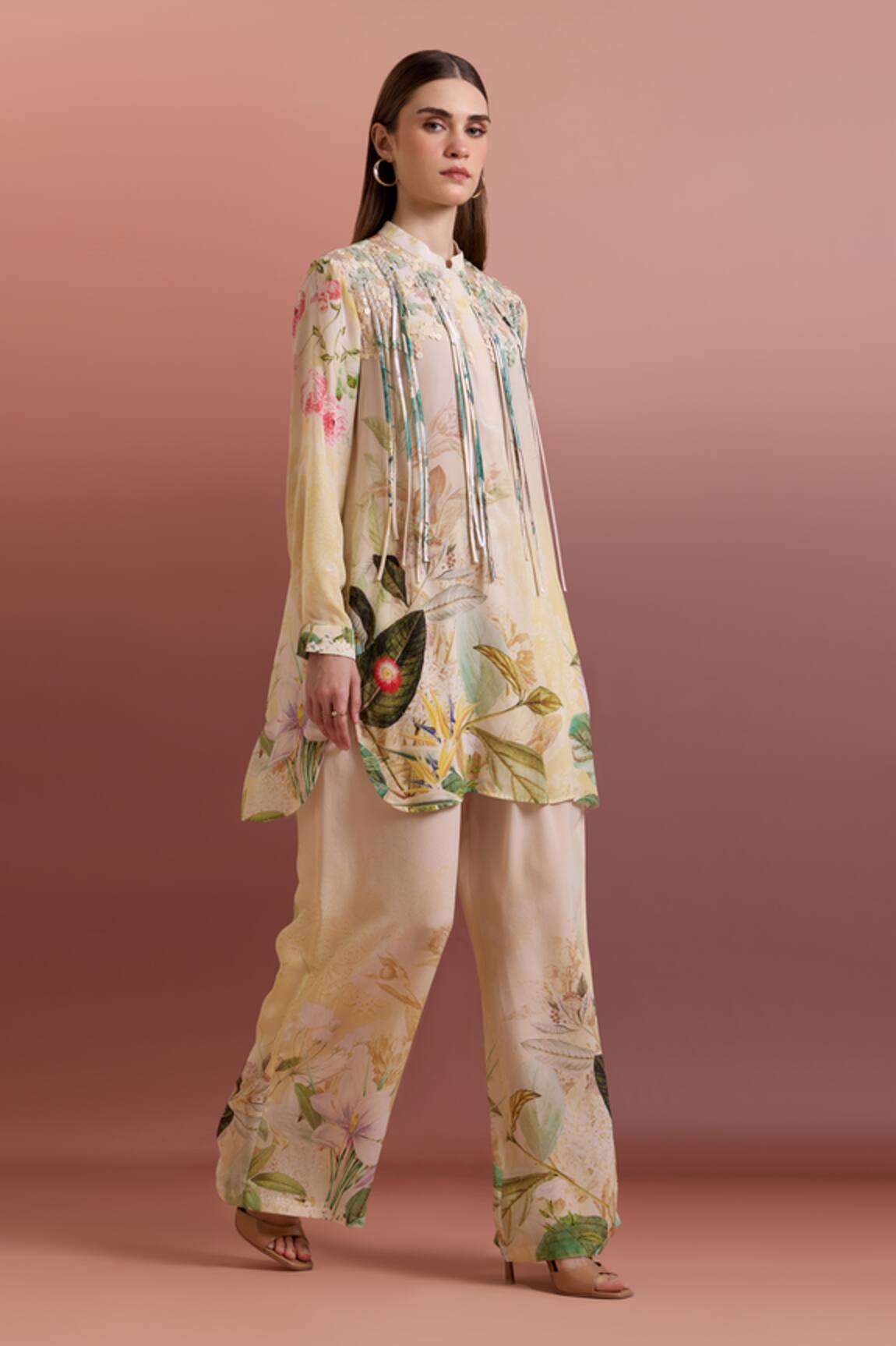 Pankaj & Nidhi Embellished Tunic & Pants Set 