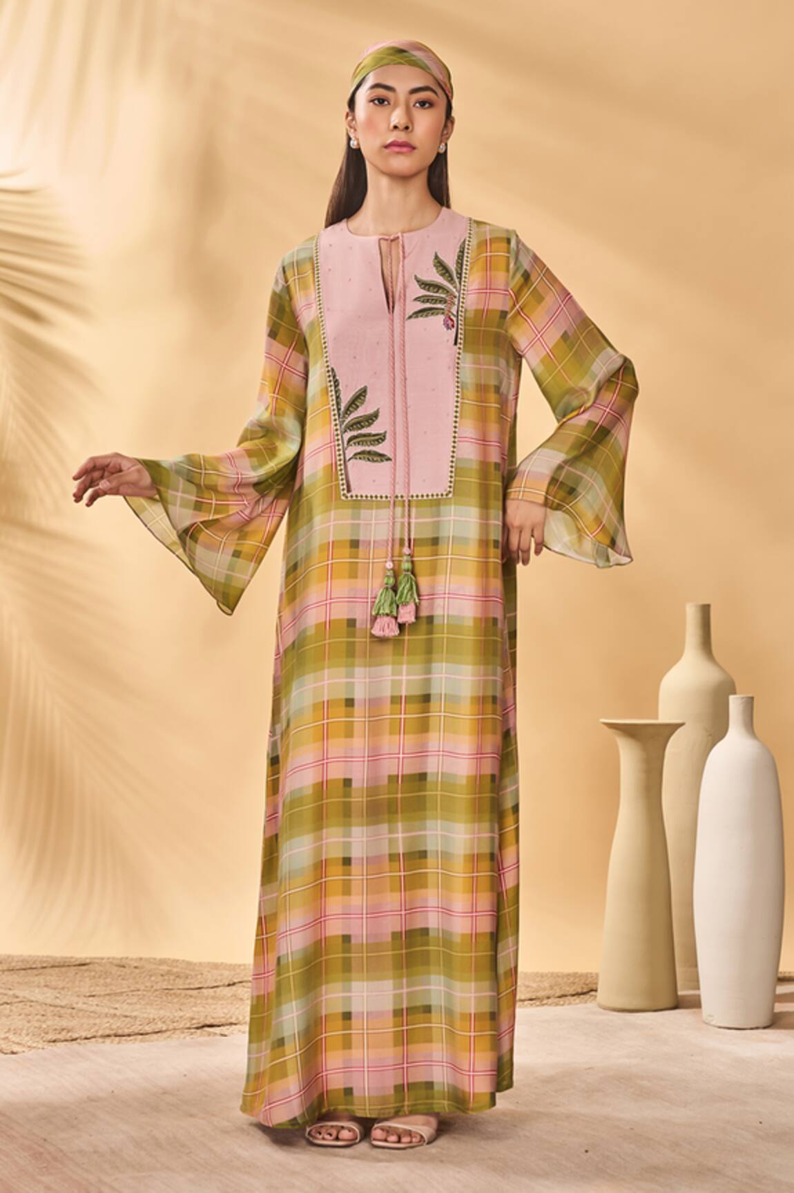 Masaba Pina Colada Checkered Kaftan 
