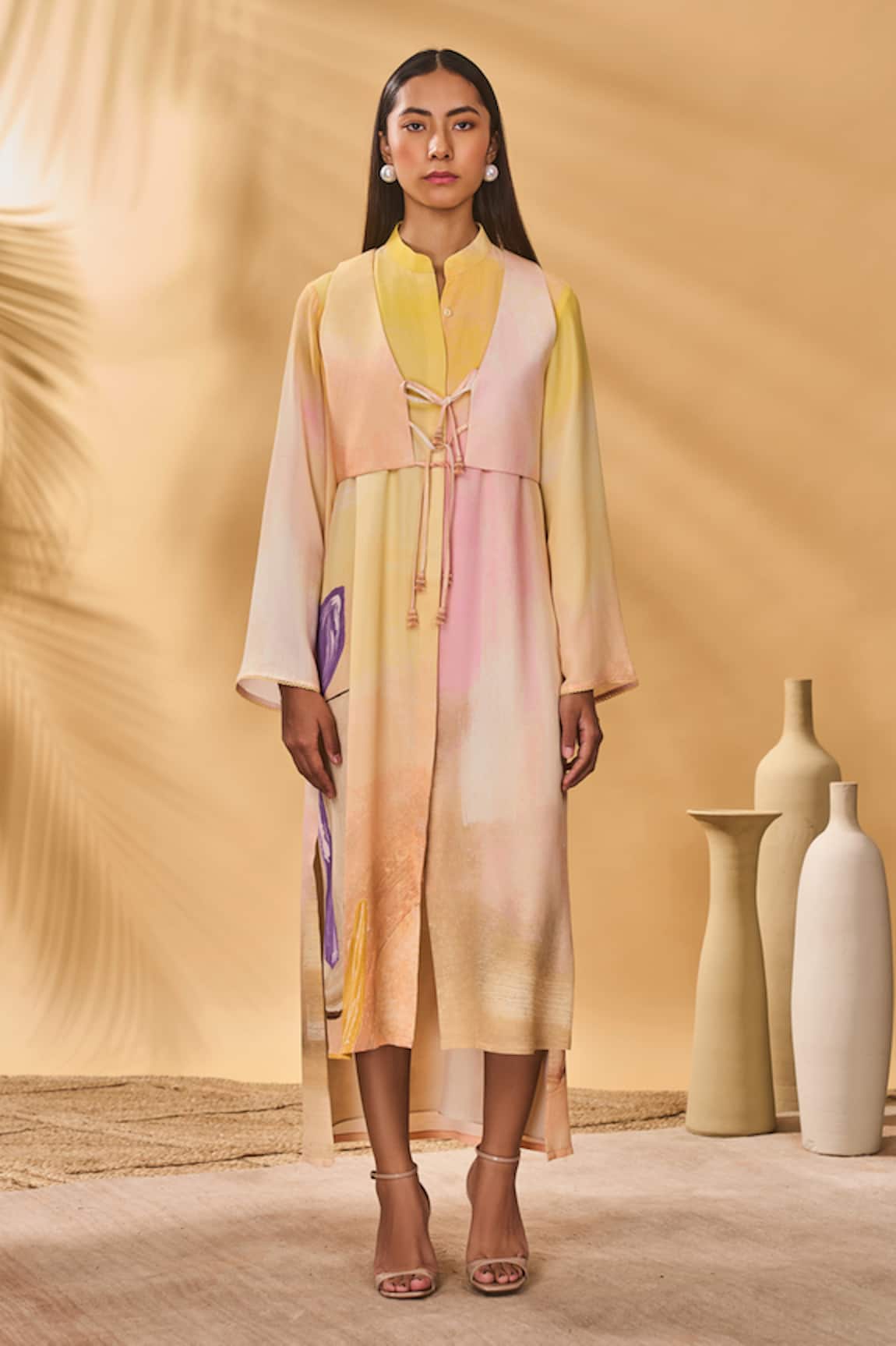 Masaba Ochre Yellow Glazing Symphony Dress Set 