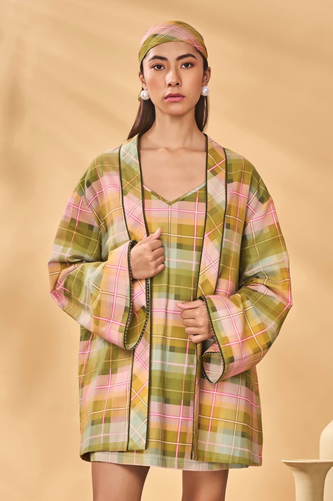 Masaba Holiday Home Pina Colada Checkered Jacket 