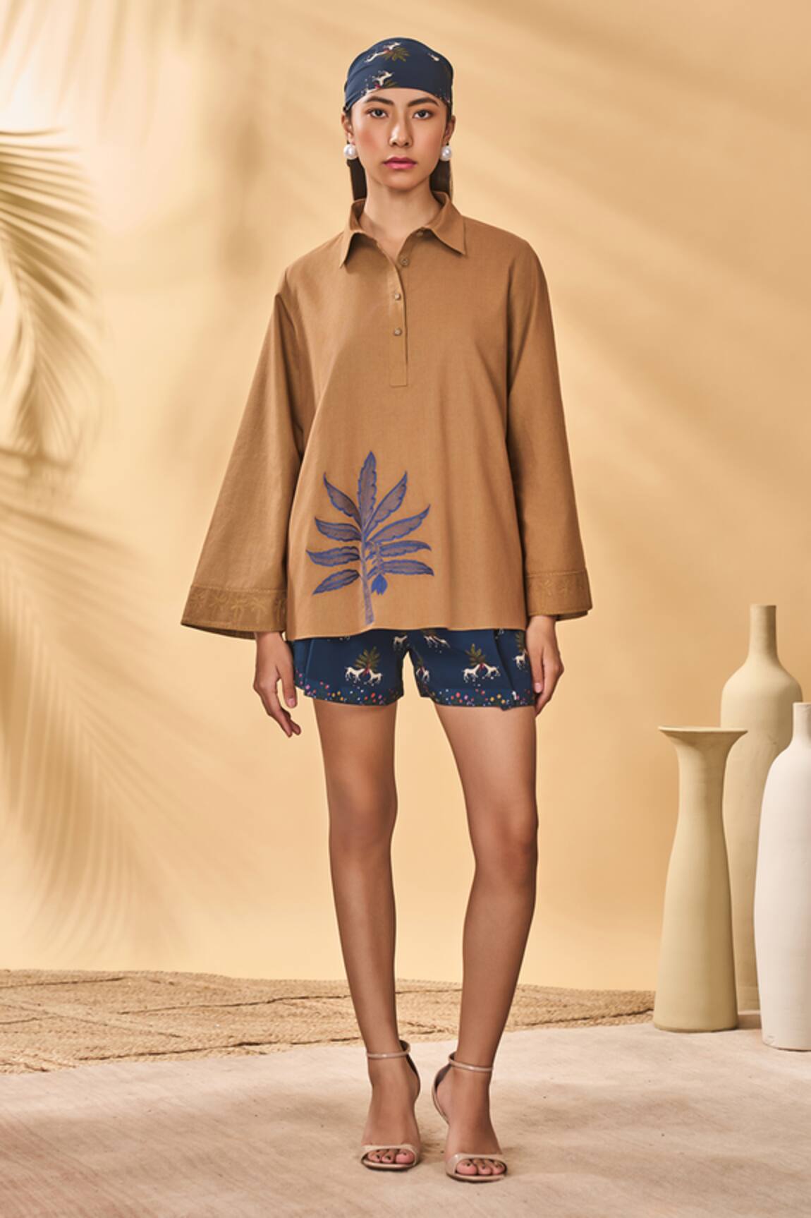 Masaba Trellis Paw-Tree Shorts Set 