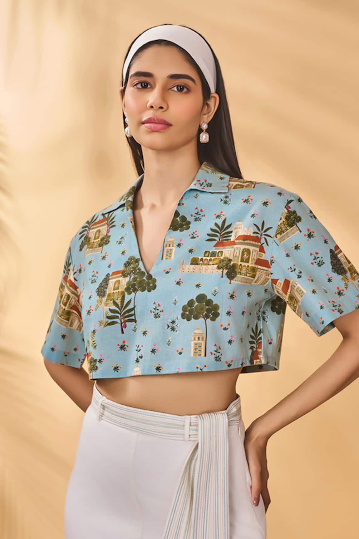 Masaba Miniature Dreams Blue Crop Top 