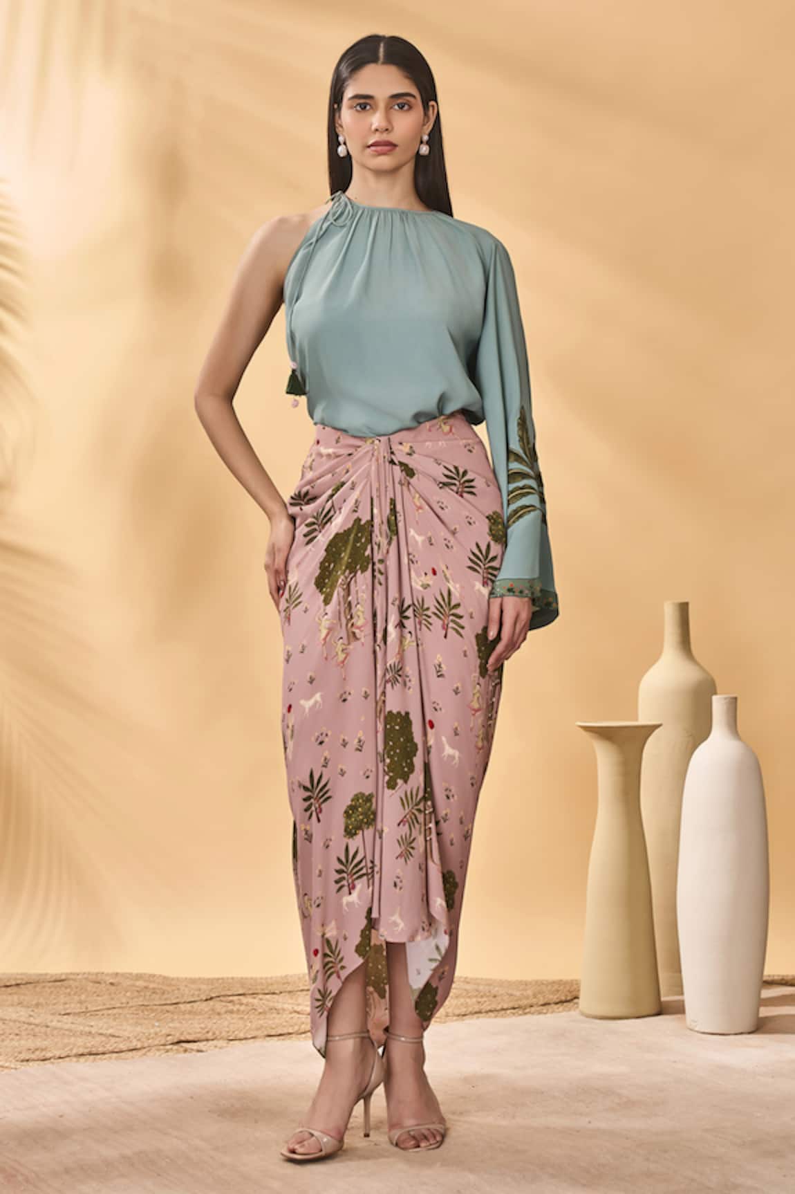 Masaba Pink Pirouette Picnic Draped Skirt 