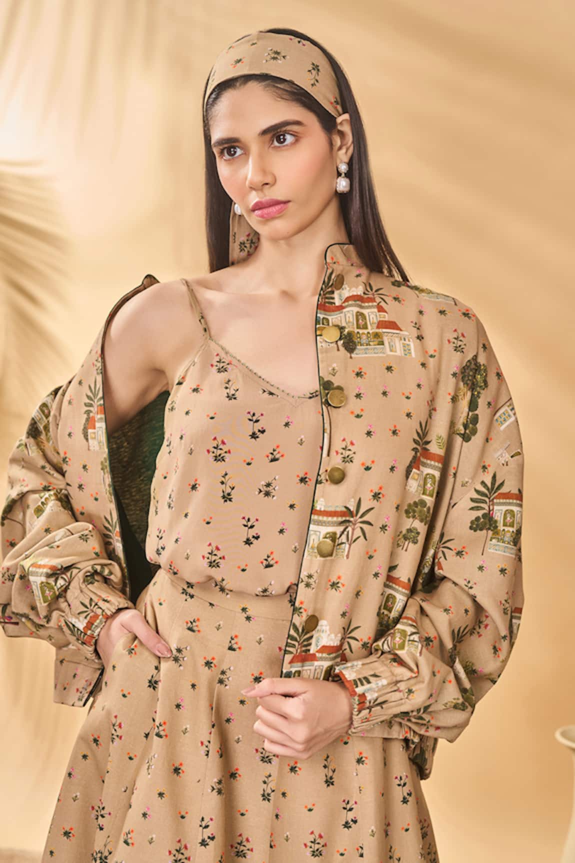 Masaba Beige Miniature Dreams Bomber Jacket 