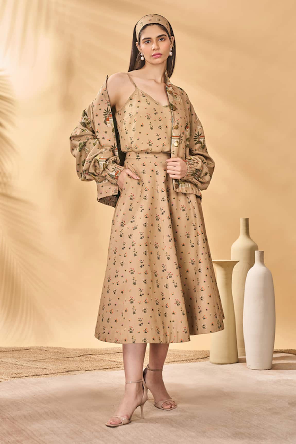 Masaba Beige Miniature Garden Skirt 