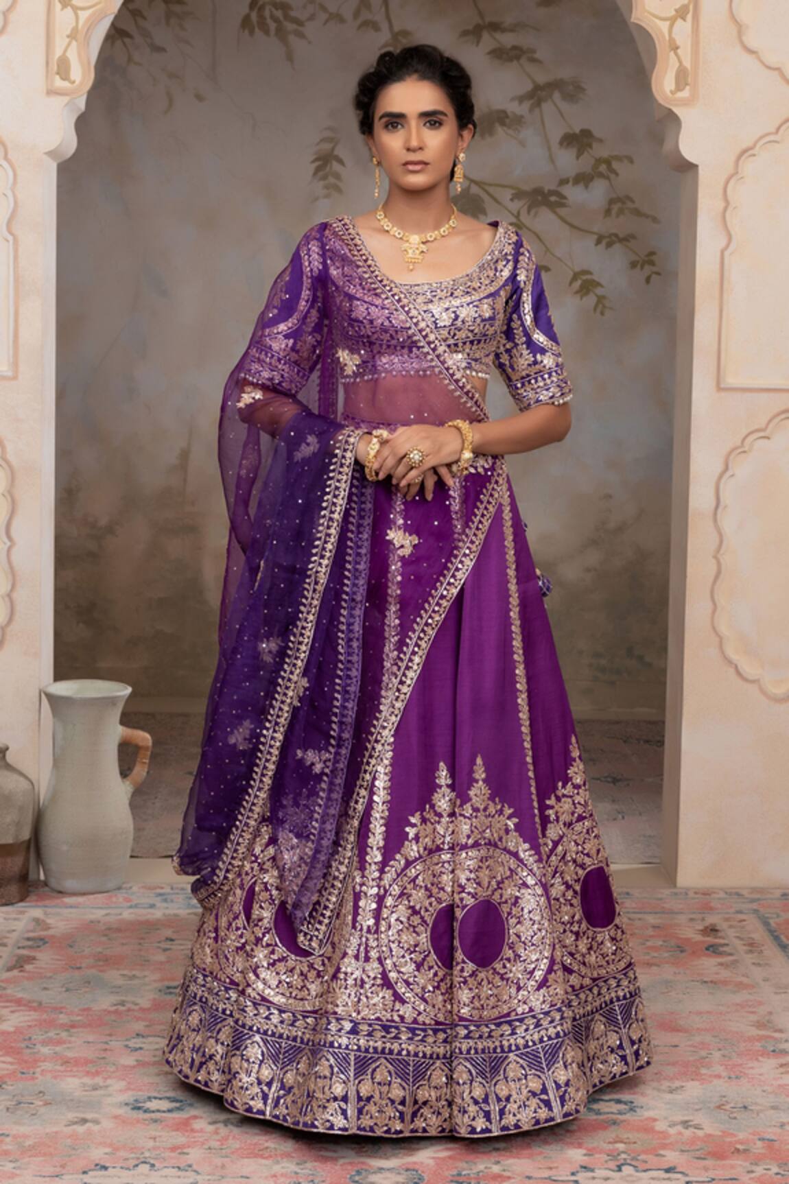 Adi By Aditya Khandelwl Purple Hand Embroidered Lehenga Set 
