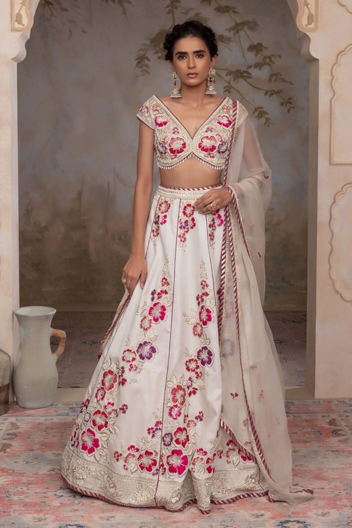 Adi By Aditya Khandelwl Off White Hand Embroidered Lehenga Set 