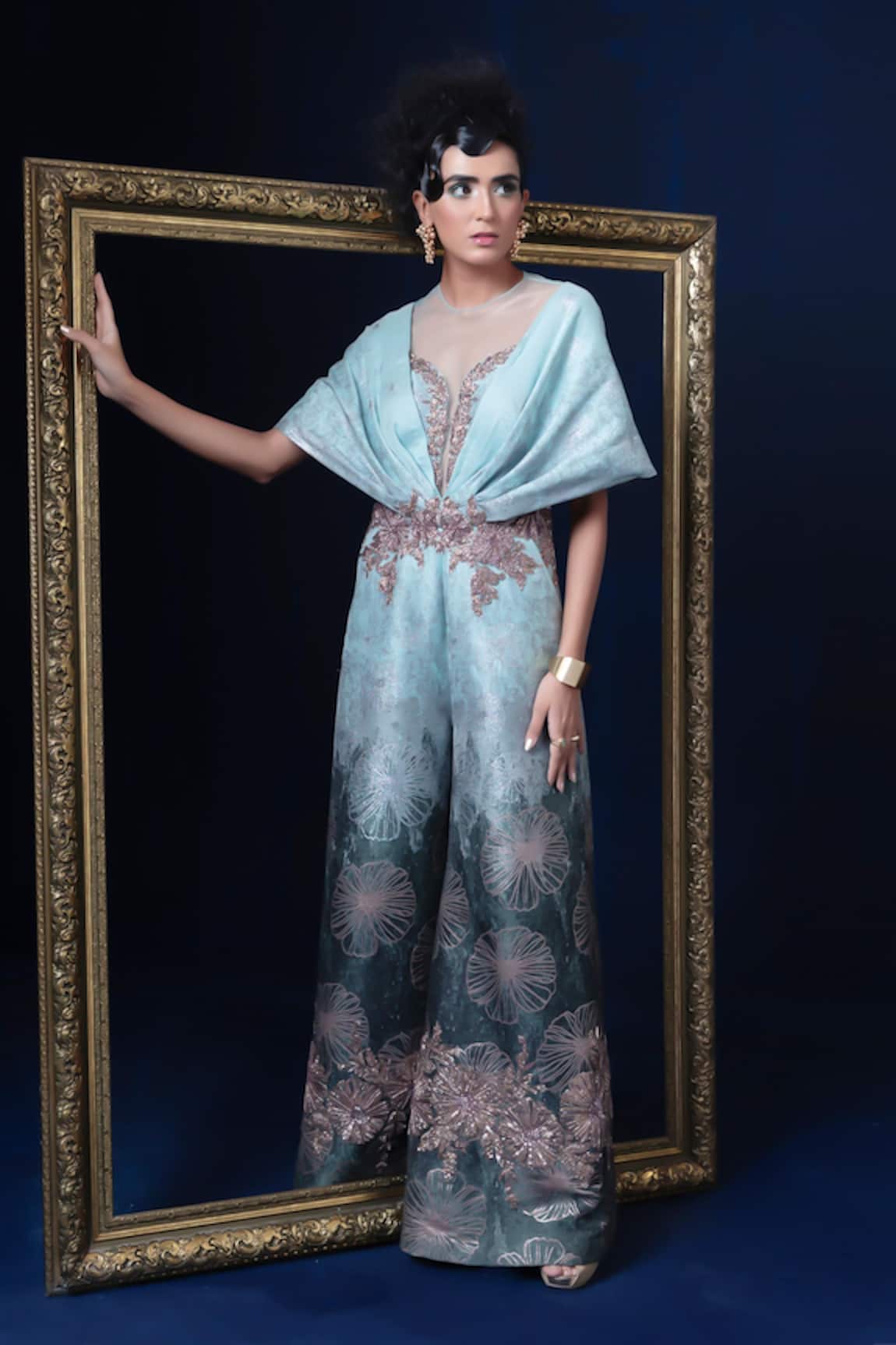 Adi By Aditya Khandelwl Hand Embroidered Jacquard Jumpsuit 