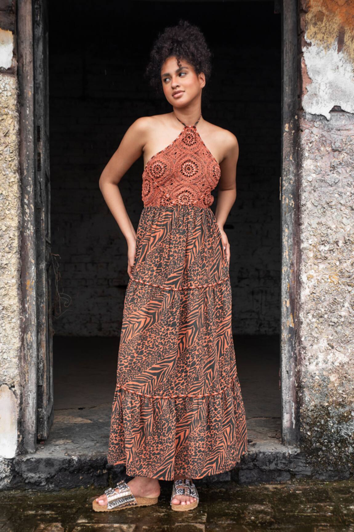 Beachbum Flamingo Lily Backless Maxi Dress 