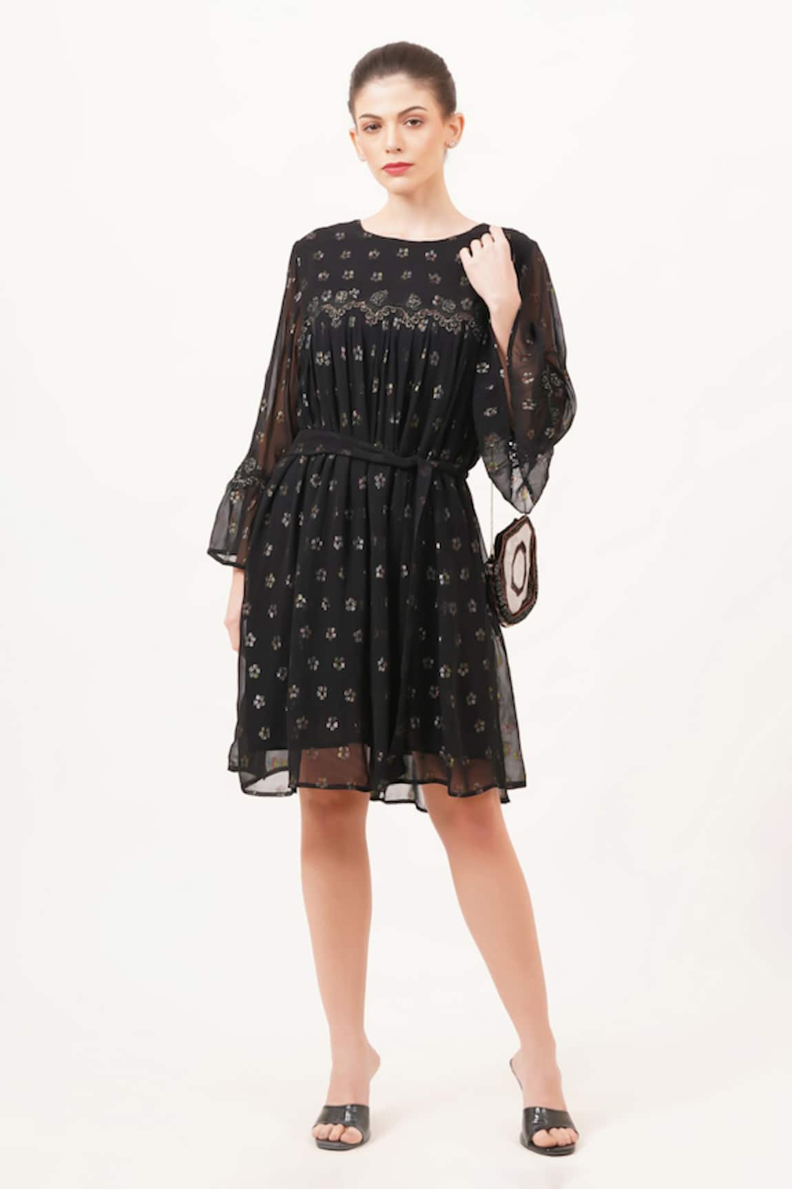 Beachbum Knee Length Black Glow Dress 