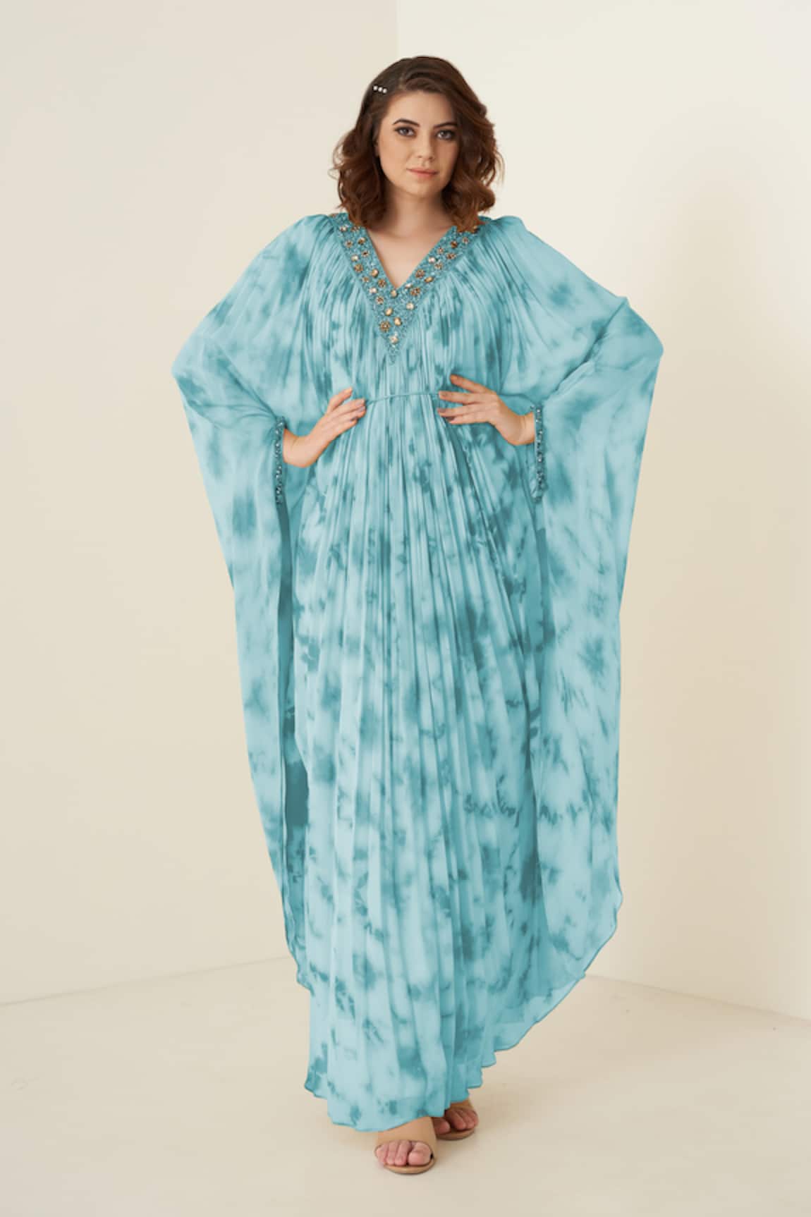 Merge Design Blue Georgette Kaftan Set 