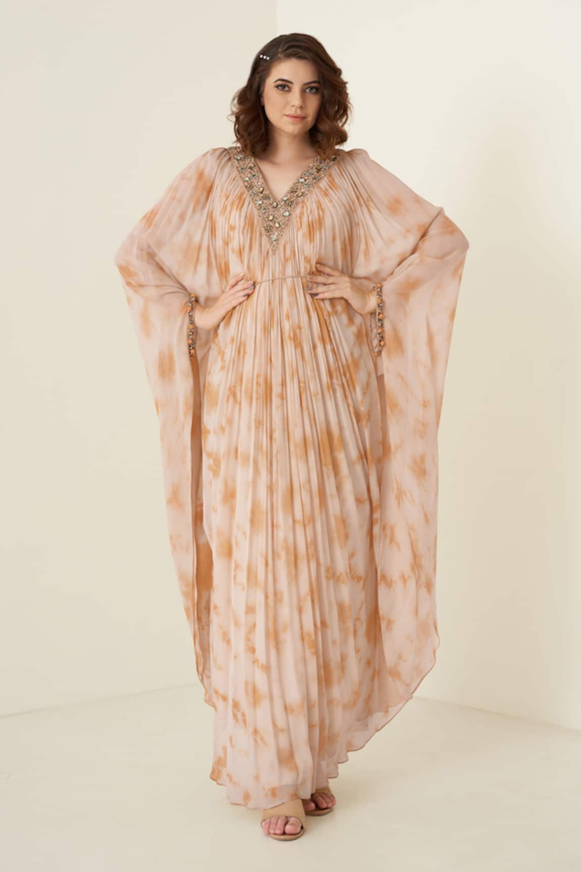 Merge Design Peach Kaftan with Inner Slip 