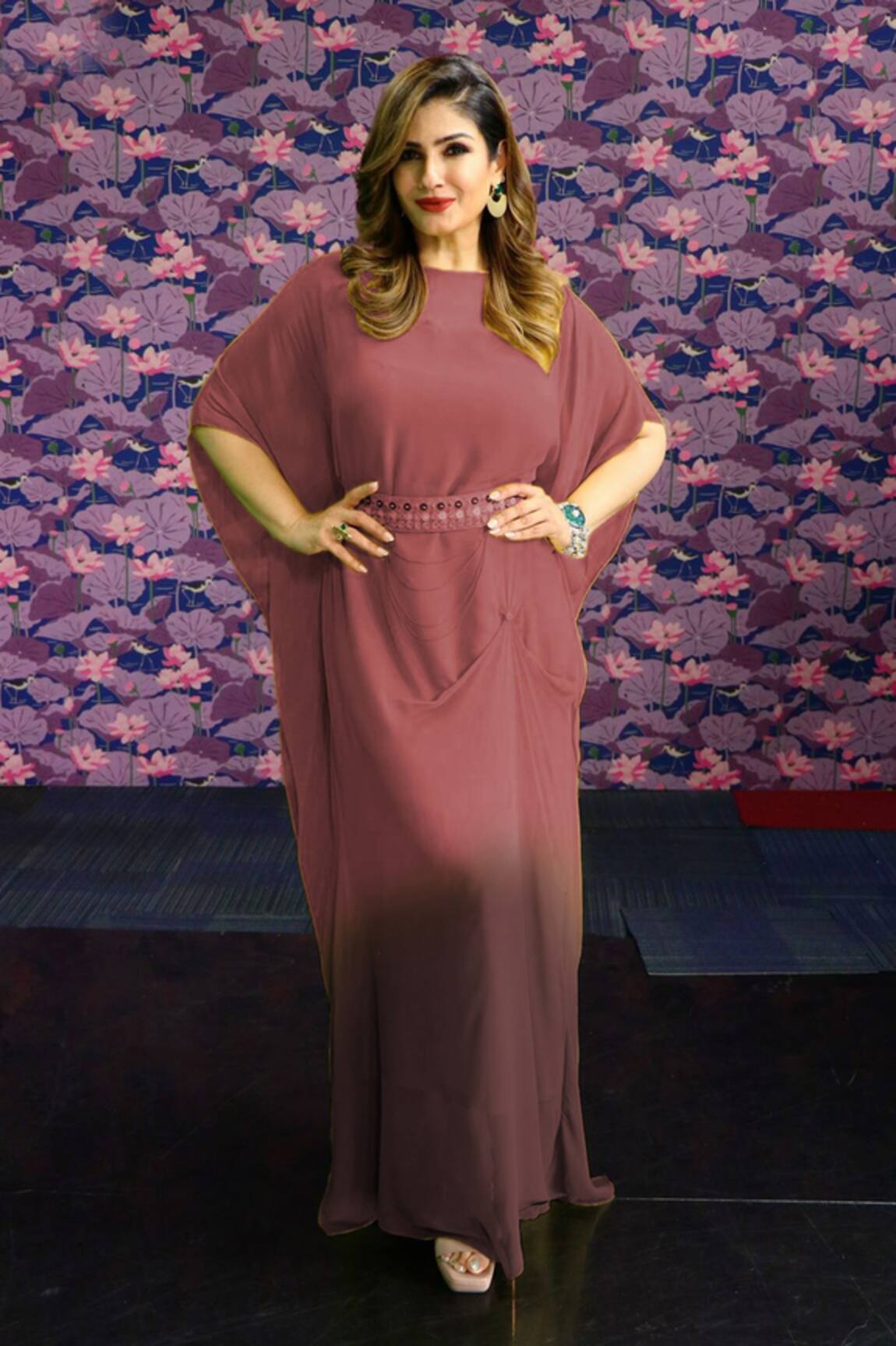 Merge Design Wine Georgette Kaftaan Set 