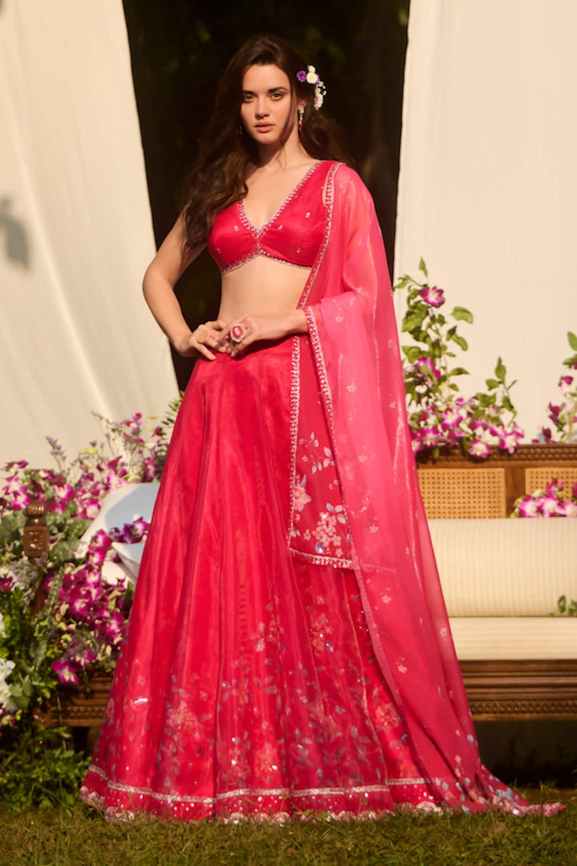 LASHKARAA Hot Pink Classic Lehenga Set 