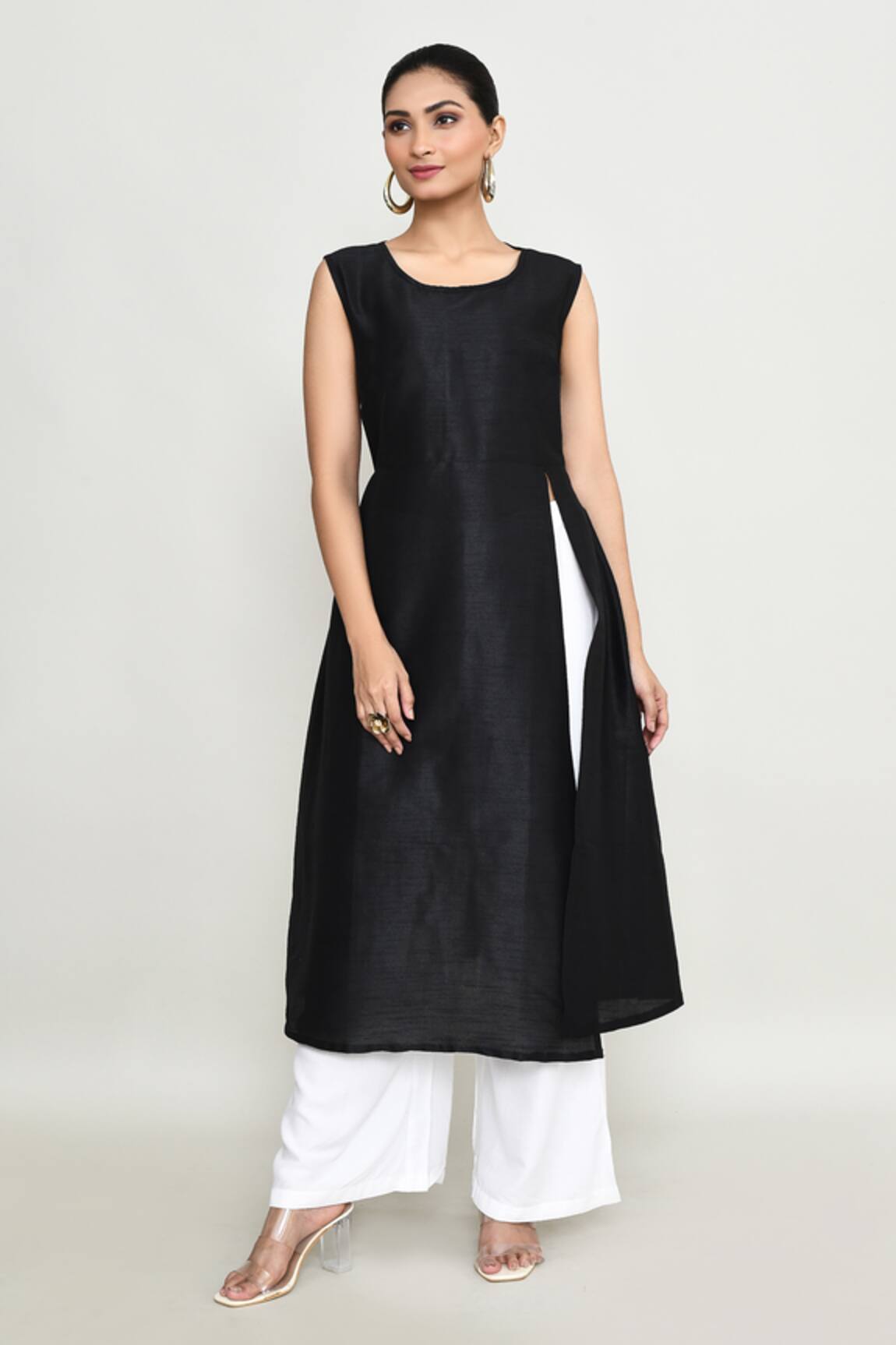 Abbaran Black Asymmetrical Tunic 