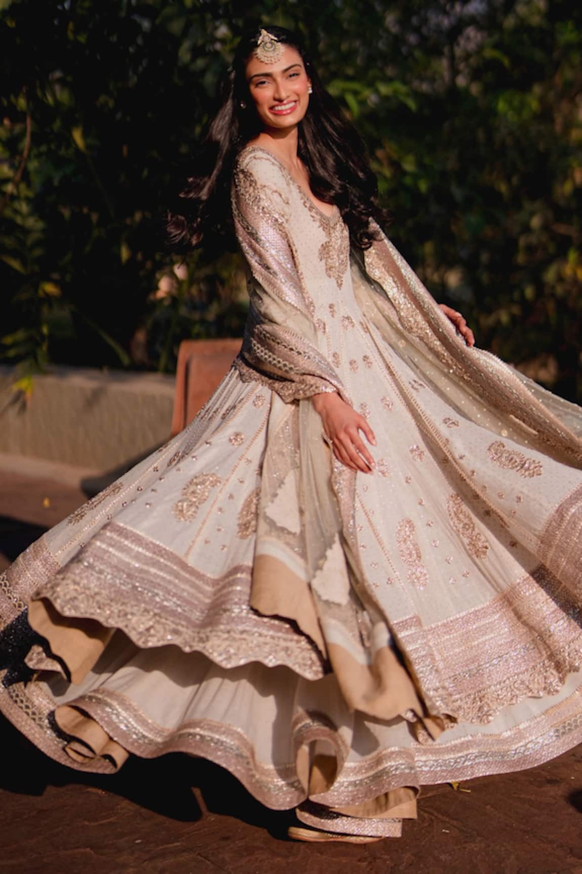 RI.Ritu Kumar Dori Embroidered Anarkali Gharara Set 