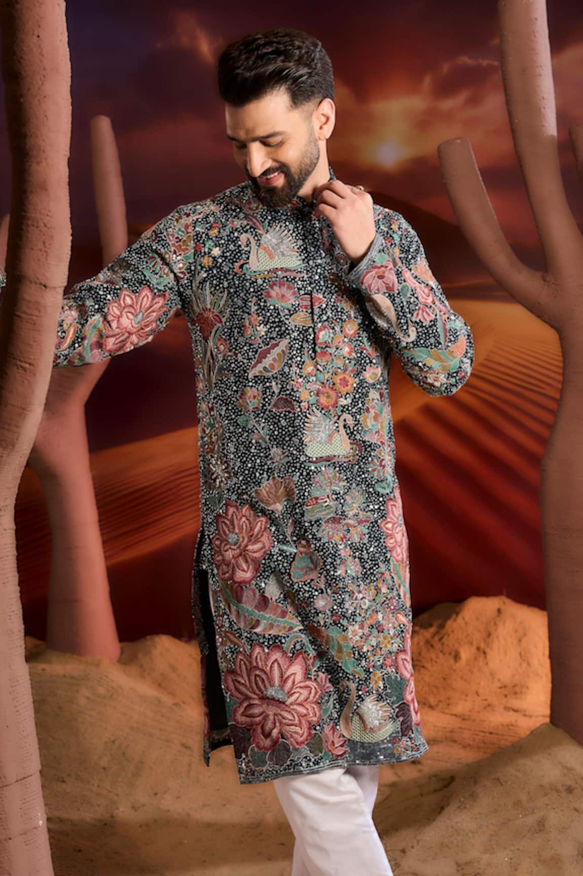 Kasbah Floral Print Georgette Kurta 