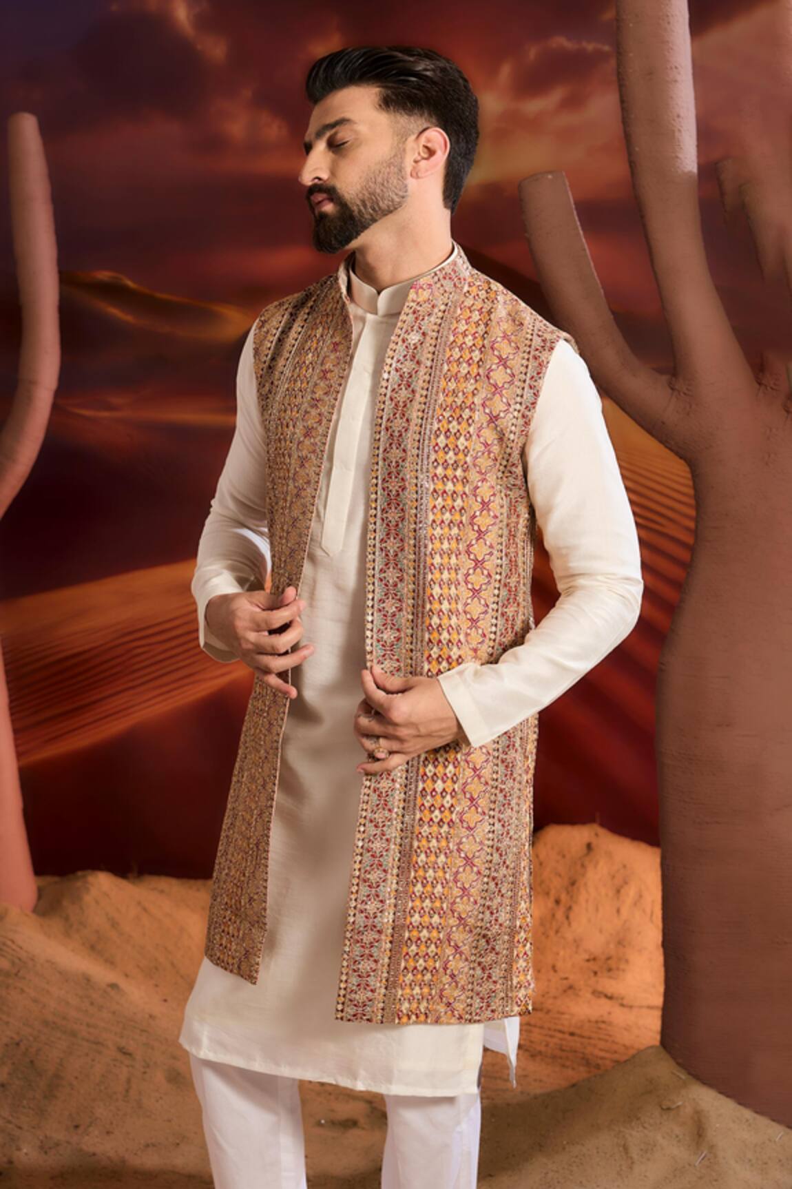Kasbah Multi Color Designer Nehru Jacket 