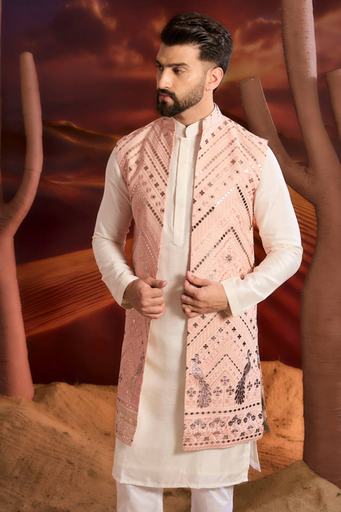 Kasbah Designer Pink Georgette Nehru Jacket 
