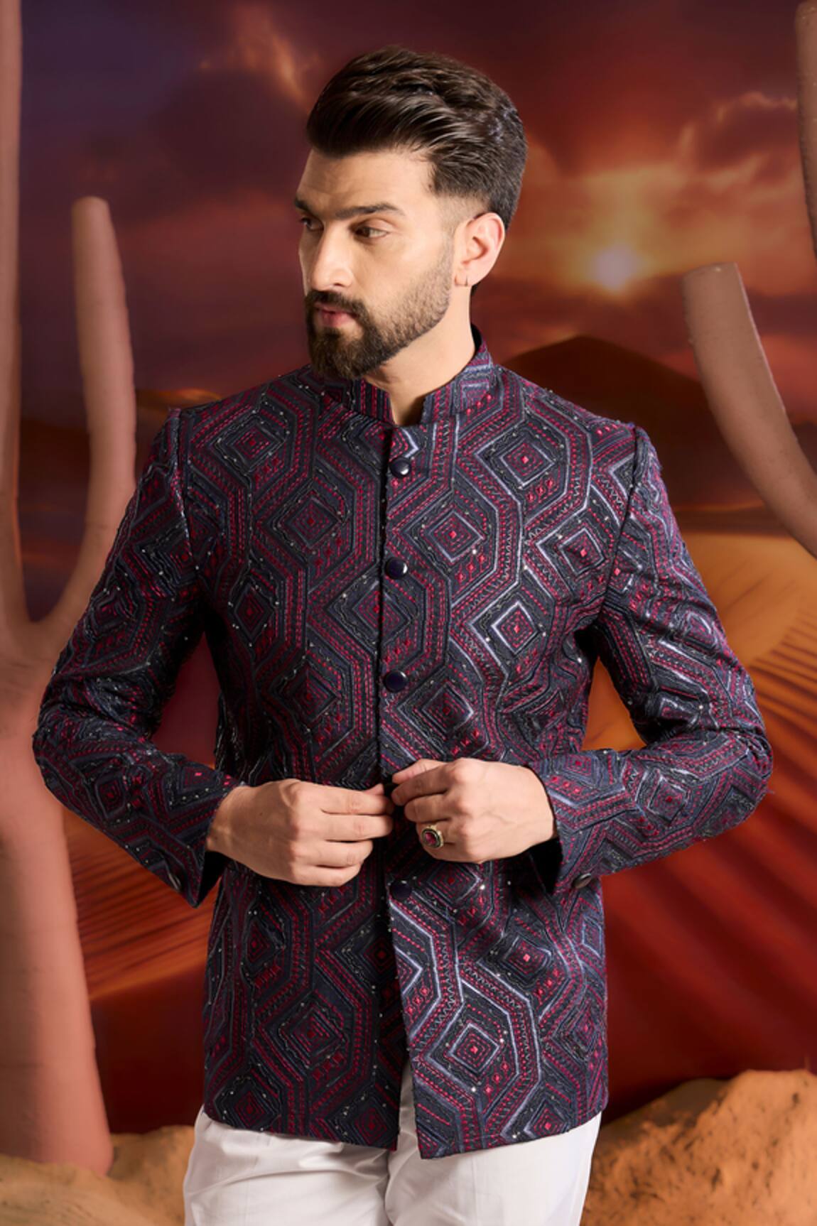 Kasbah Designer Silk Bandhgala 