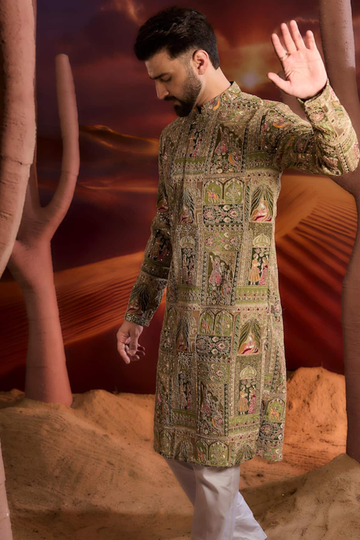 Kasbah Designer Green Georgette Kurta 