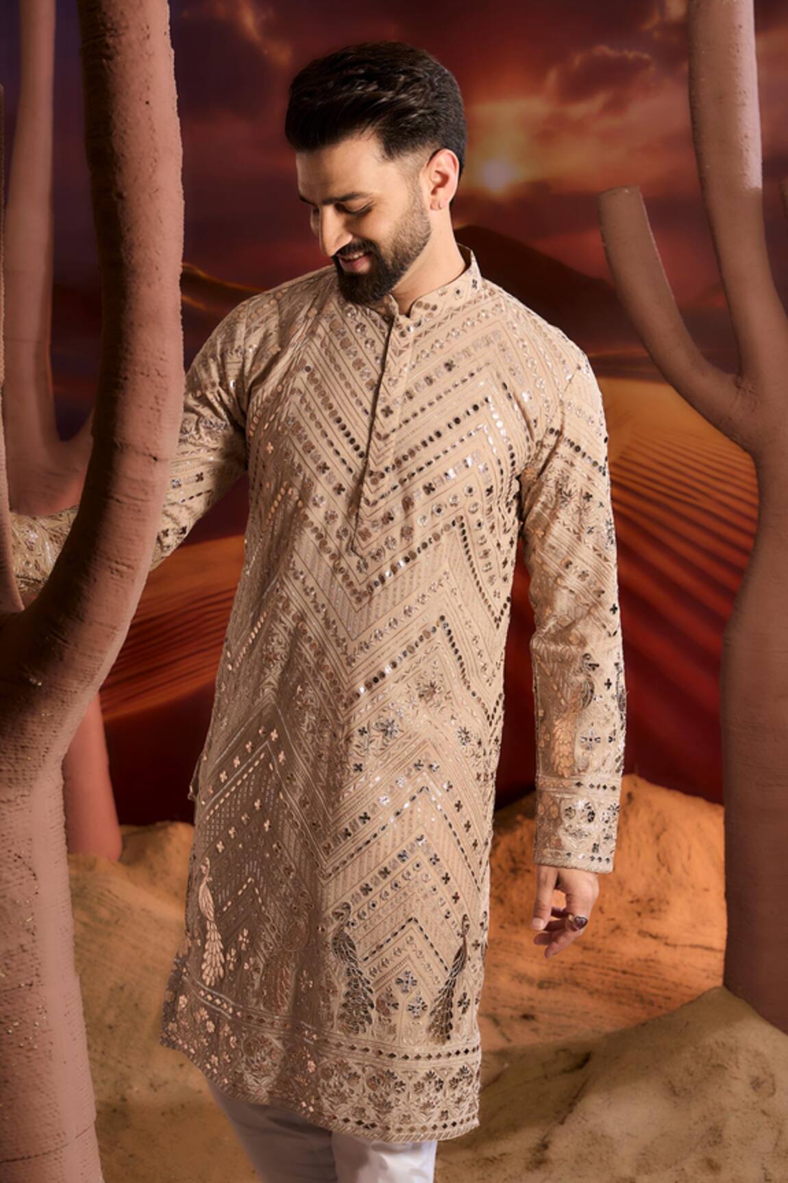 Kasbah Beige Georgette Designer Kurta 