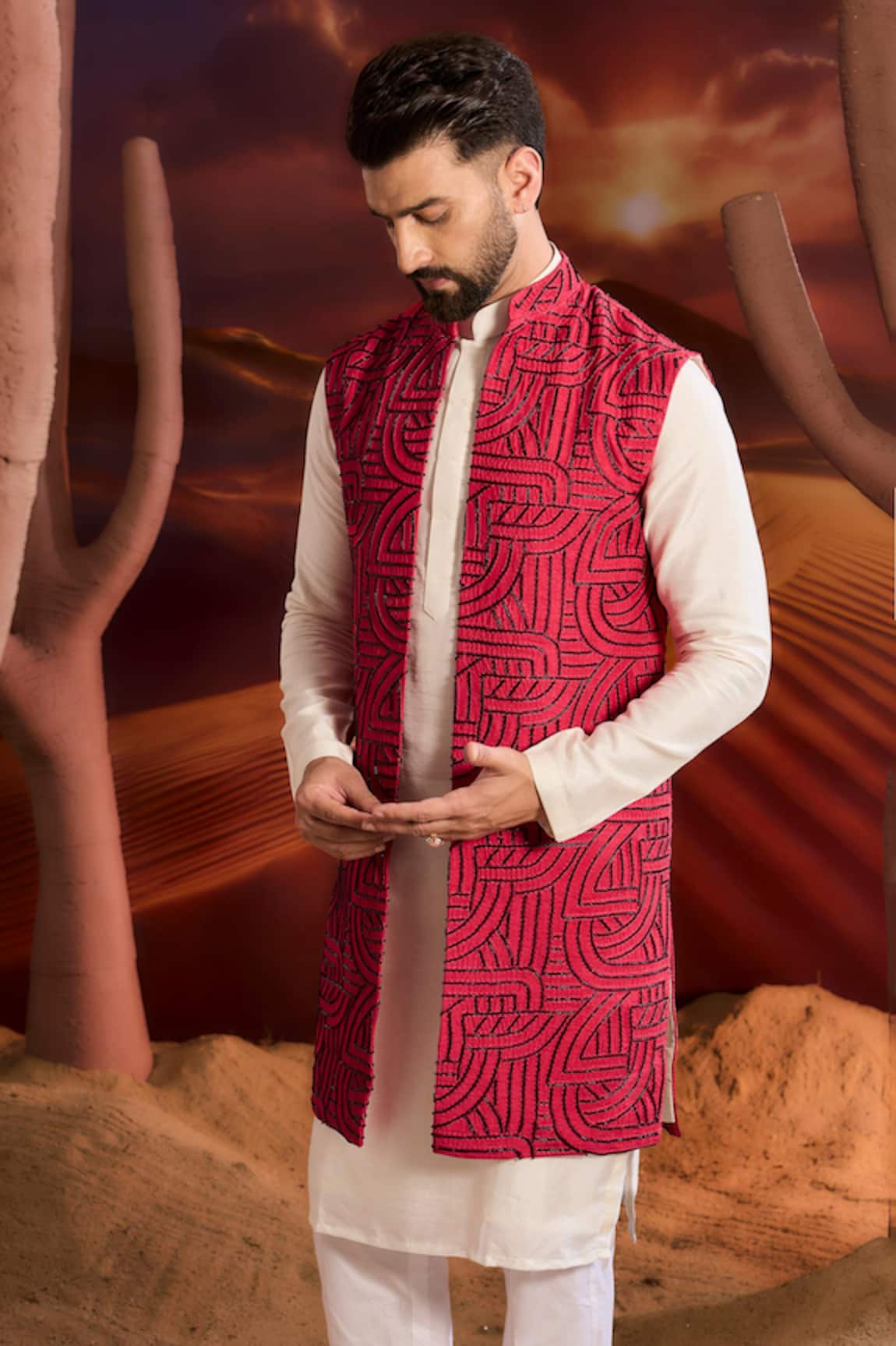 Kasbah Designer Pink Nehru Jacket 