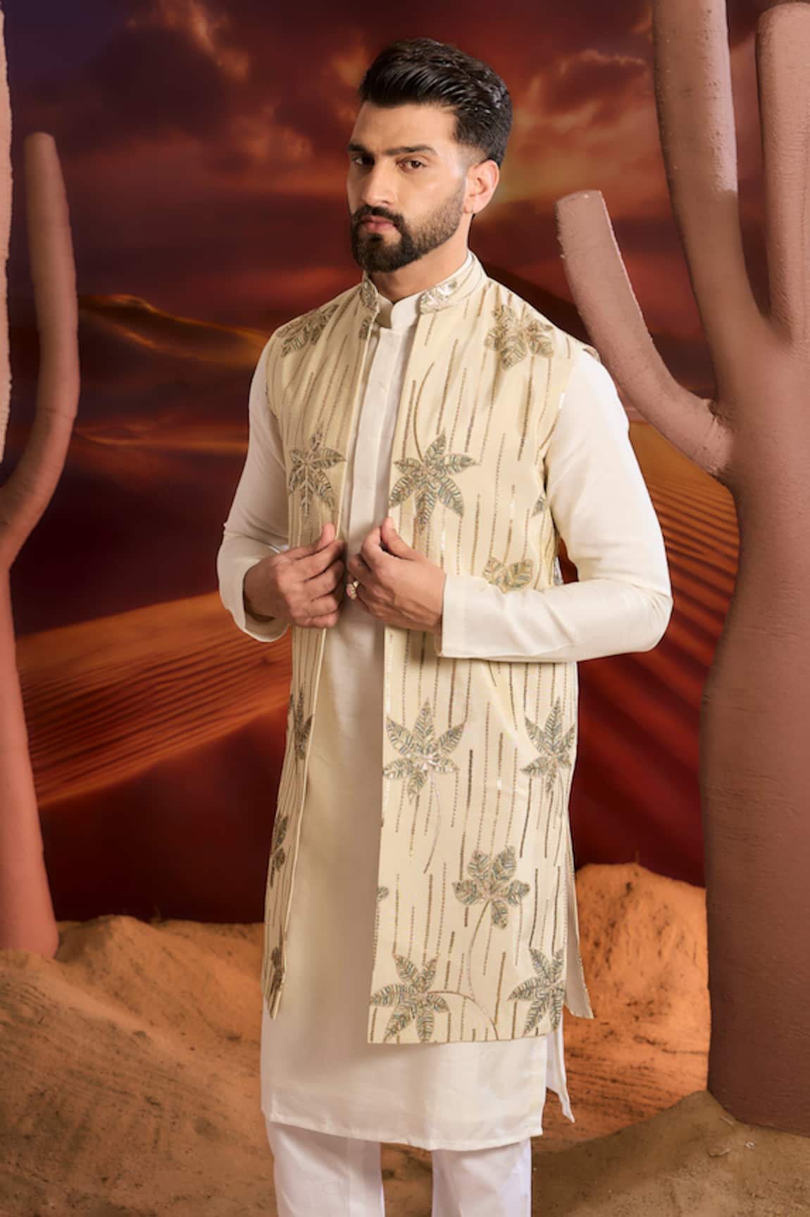 Kasbah Designer Gold Tissue Nehru Jacket 