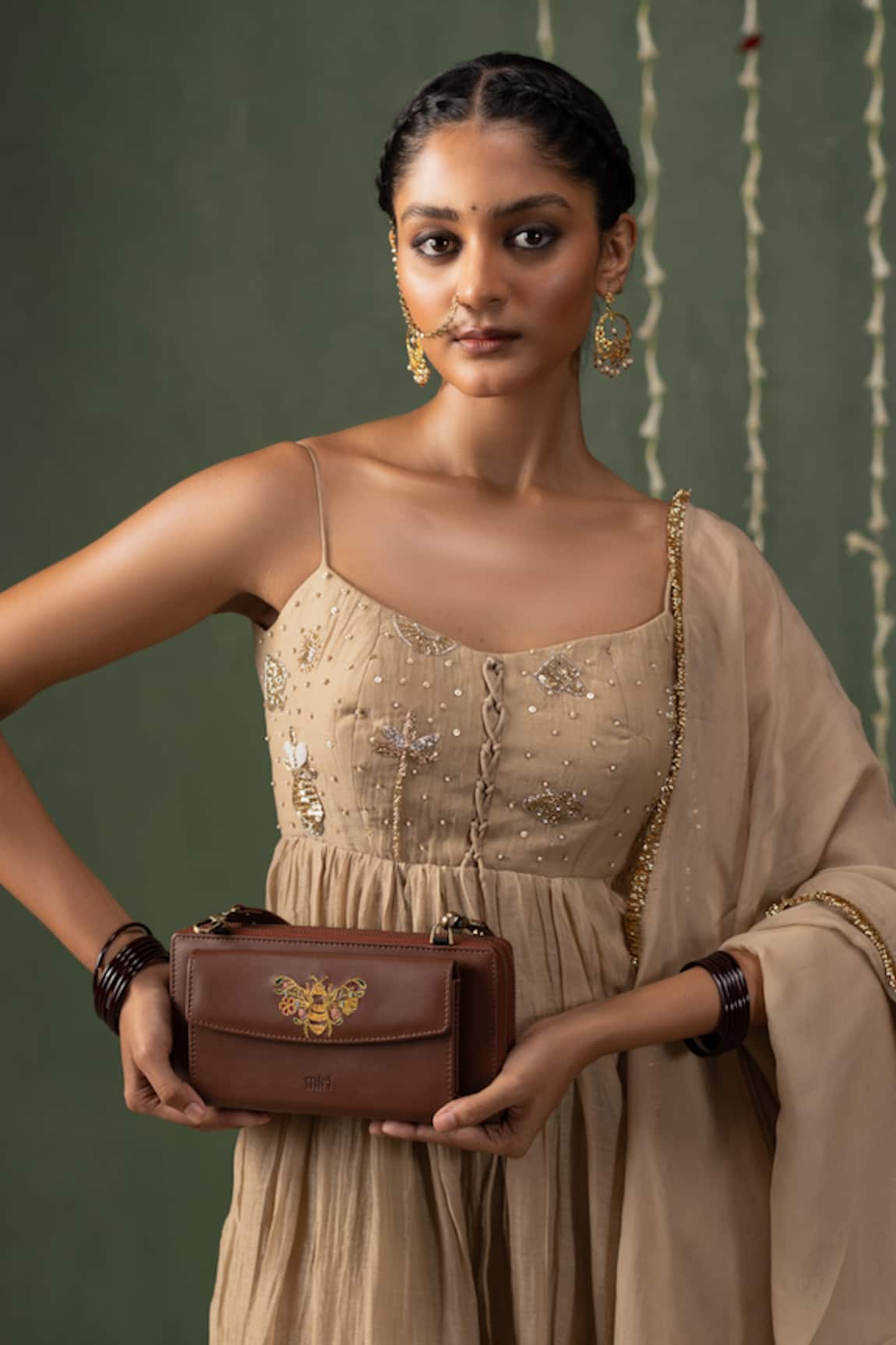 Miri Hand Embroidered Wallet Wrist Sling 