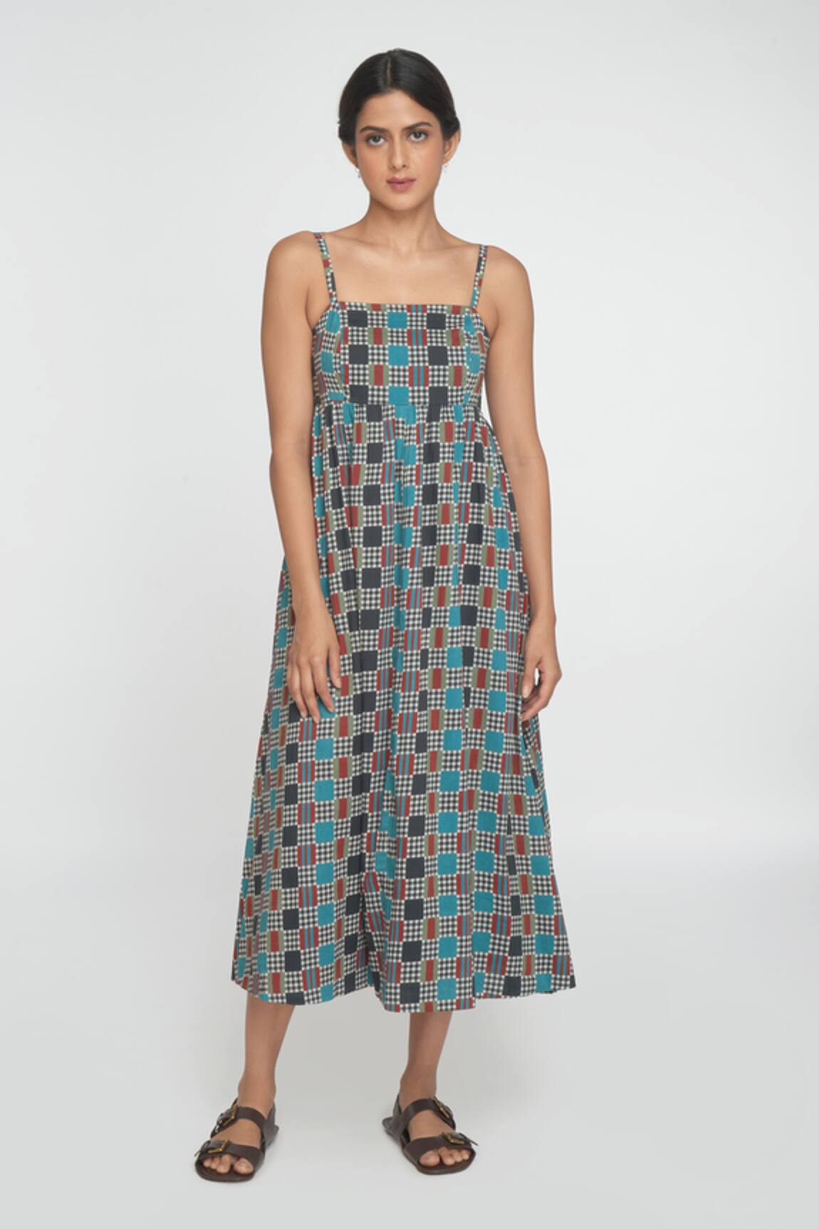 Sinjhar Multi Color Cotton Midi Dress 