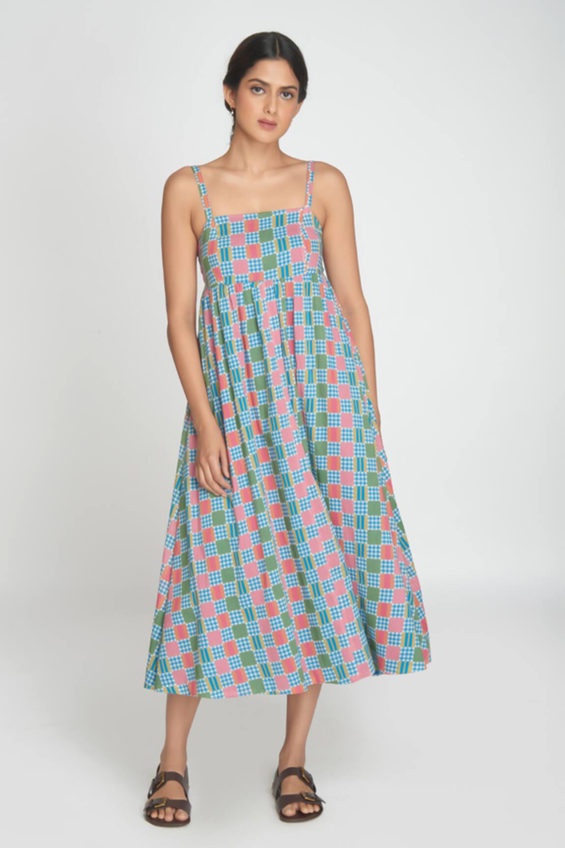 Sinjhar Blue Cotton Midi Dress 