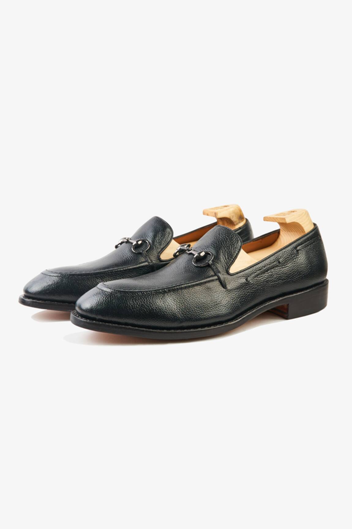 Whitemuds Black Milled Slip On Shoes 