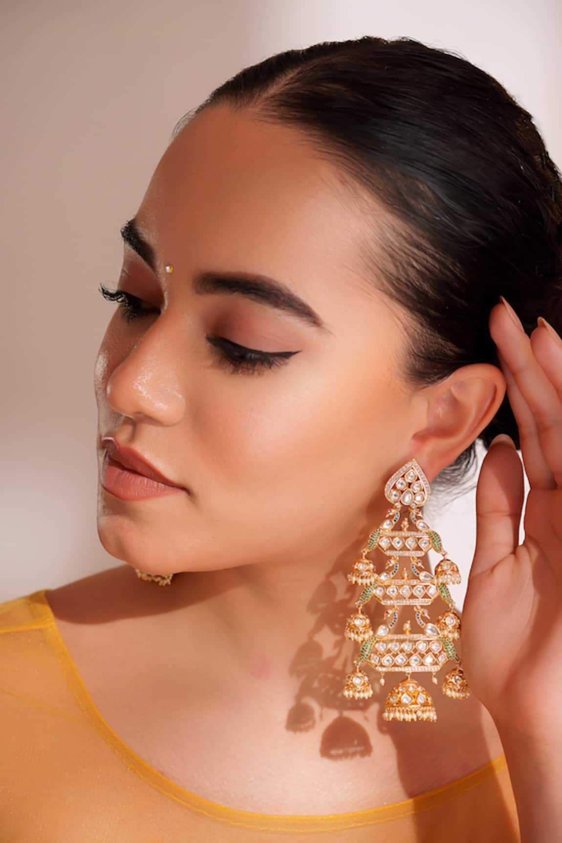 ZEVAR BY GEETA Designer Kundan Polki Jhumka Earrings 