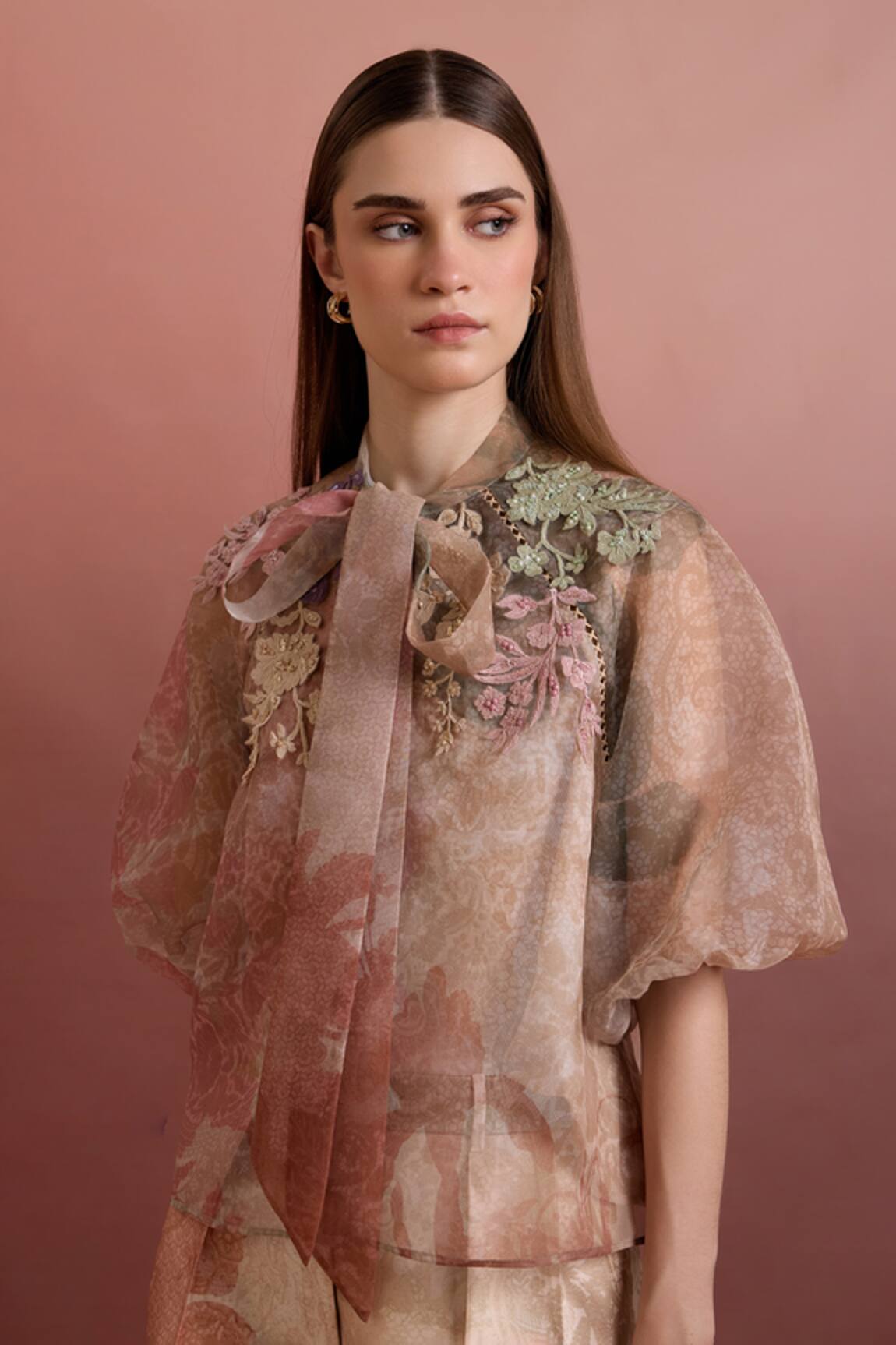Pankaj & Nidhi Multi Color Tie-Up Blouse 